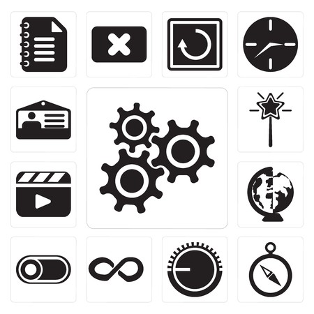 450x450 Set Of Simple Editable Icons Such As Settings, Compass, Volume