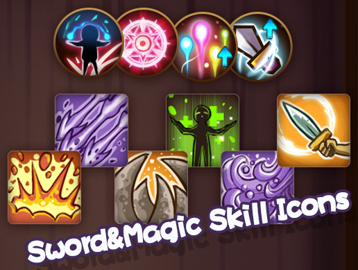 516x389 Stylized Sword Magic Skill Icon Pack