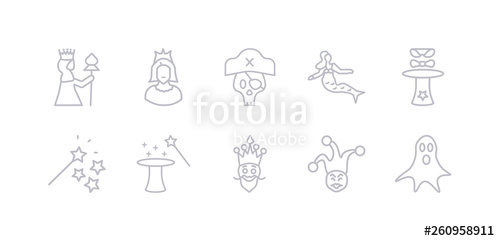 500x241 Simple Gray Vector Icons Set Such As Ghost, Joker, King, Magic