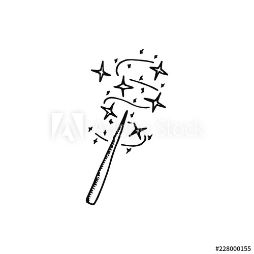 500x500 Magic Wand Icon Sketch Isolated Object