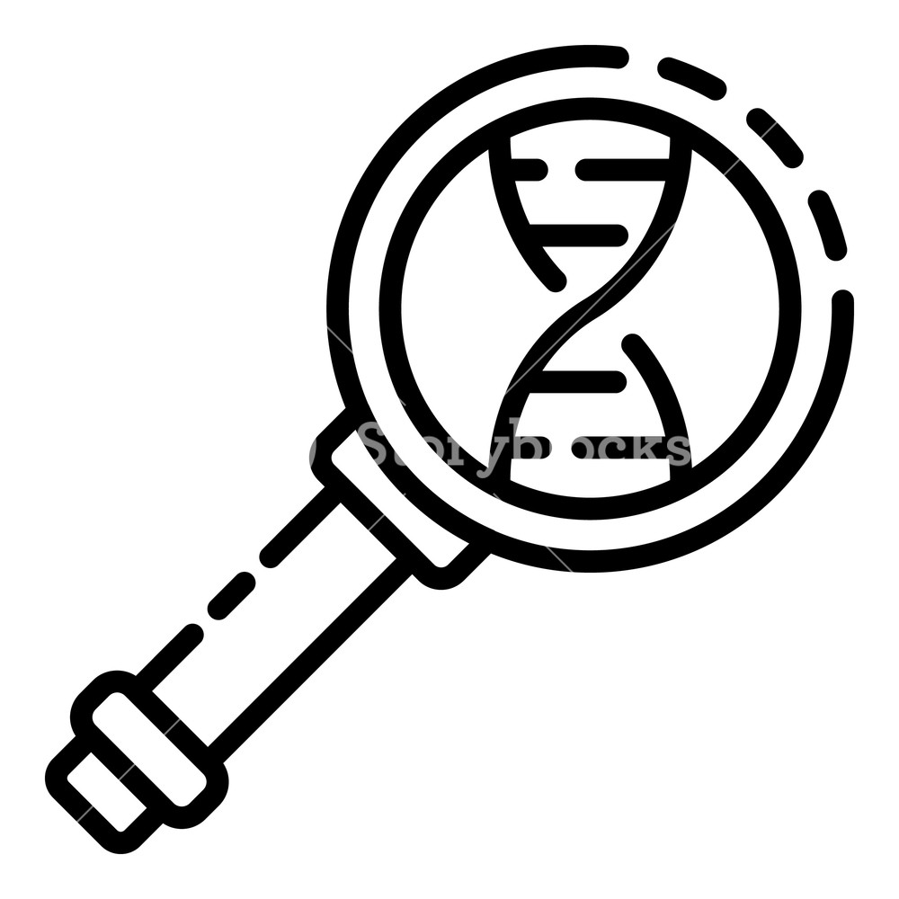 1000x1000 Dna Helix In Magnifier Icon Outline Dna Helix In Magnifier Vector