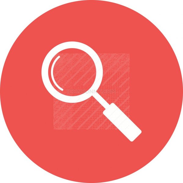 600x600 Magnifying Glass Flat Round Icon