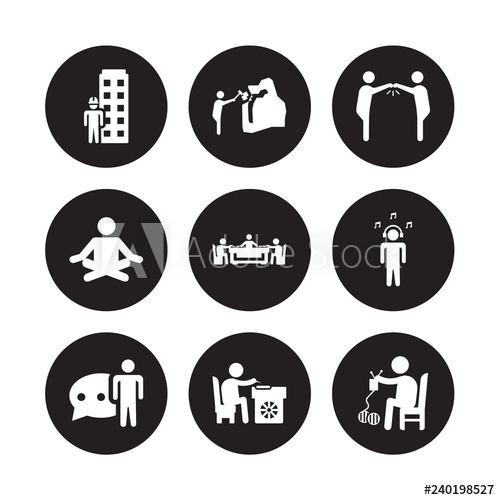 500x500 Vector Icon Set Model Building, Mineral Collecting, Language