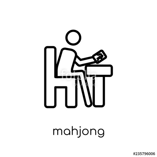 500x500 Mahjong Icon Trendy Modern Flat Linear Vector Mahjong Icon