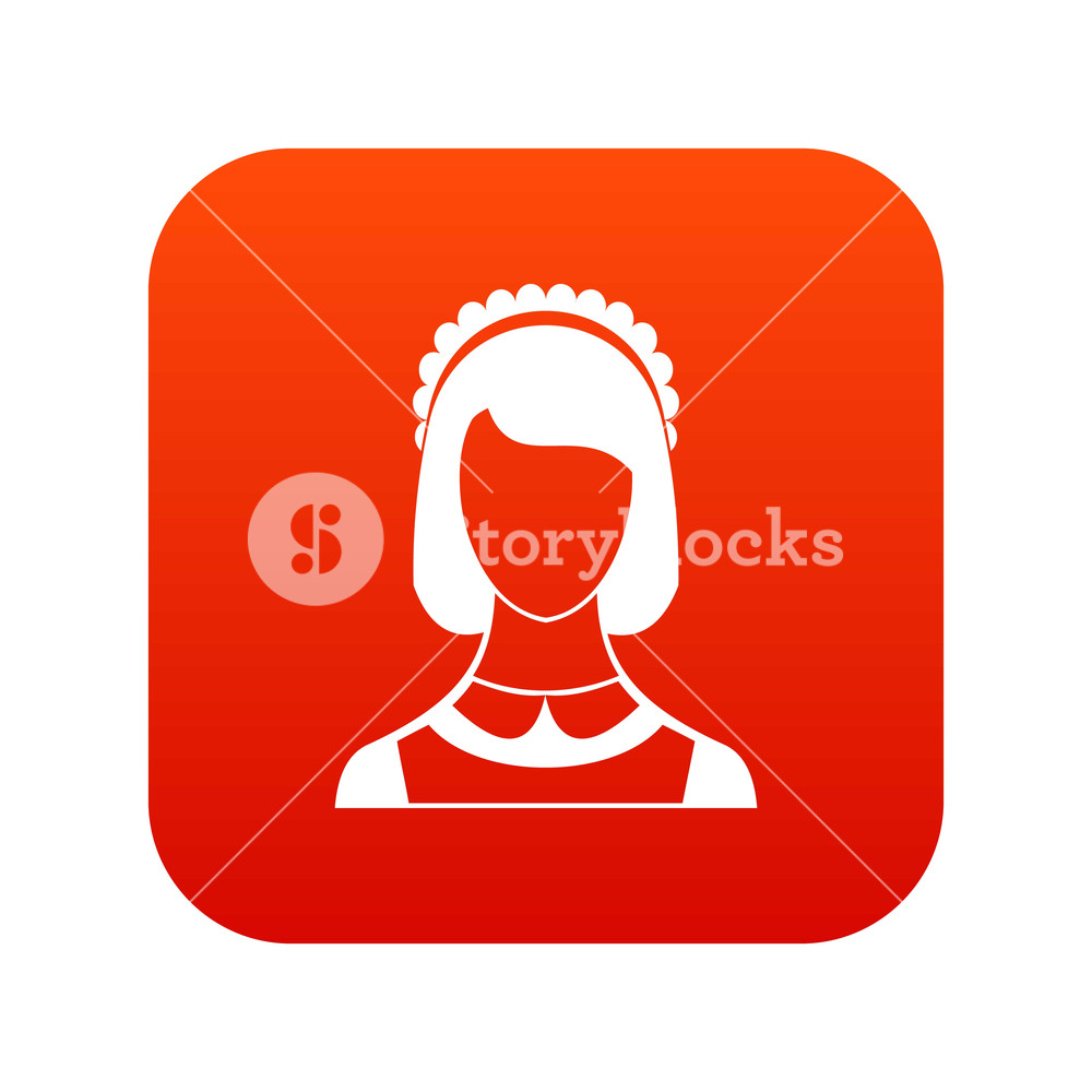 1000x1000 Maid Icon Digital Red For Any Design Isolated On White Vector