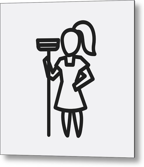 493x572 Sweeping Maid Icon Illustration Metal Print