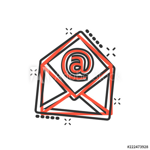 500x500 Vector Cartoon Mail Envelope Icon In Comic Style Email Sign