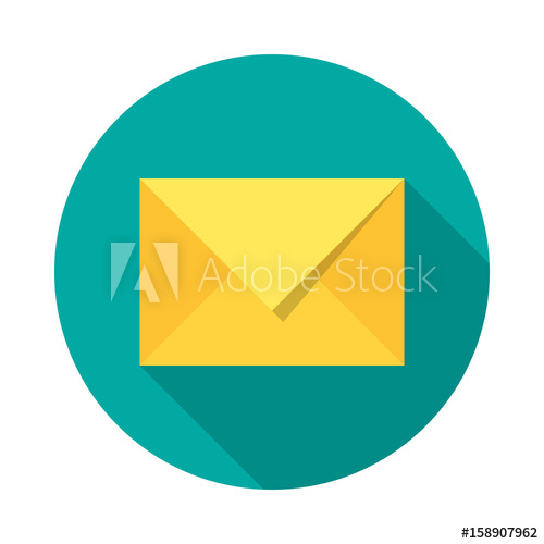 500x500 Mail Icon With Long Shadow Flat Design Style Round Icon Mail