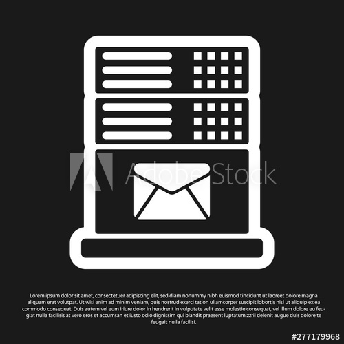 500x500 Black Mail Server Icon Isolated On Black Background Vector
