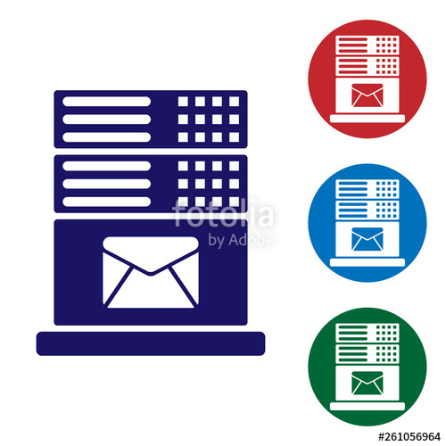 500x500 Blue Mail Server Icon Isolated On White Background Set Color Icon