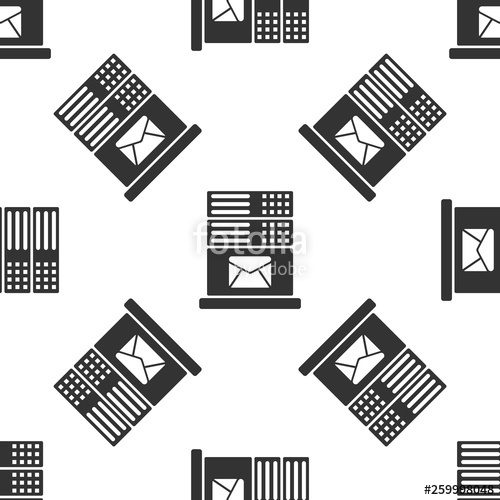 500x500 Grey Mail Server Icon Isolated Seamless Pattern On White