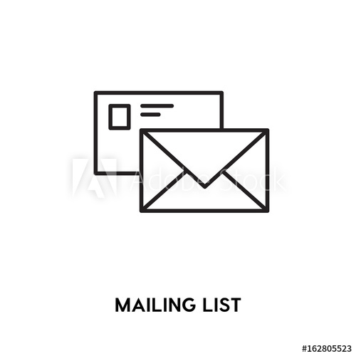 500x500 Mailing List Vector Icon, Envelope Symbol Modern, Simple Flat