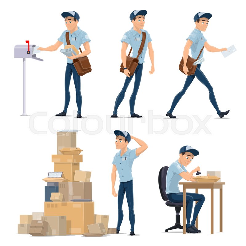 800x800 Postman Cartoon Icon For Postal Stock Vector Colourbox
