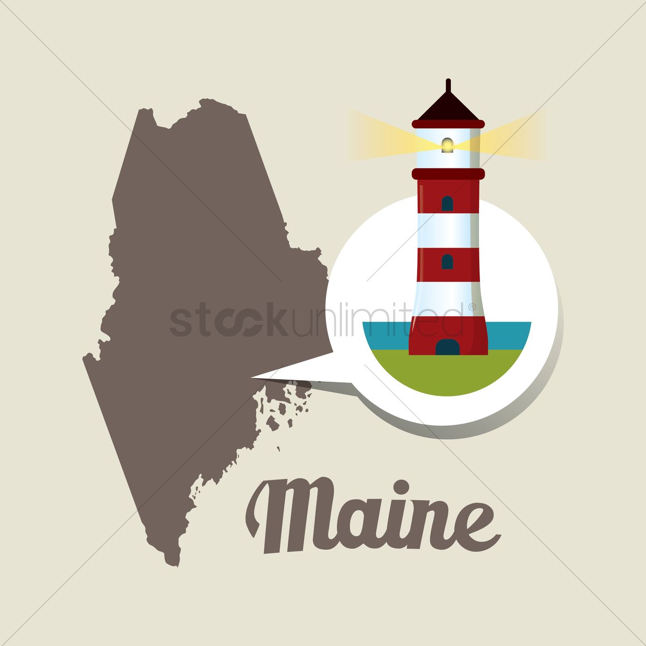 1300x1300 Maine Map With Quoddy Lighthouse Icon Vector Image