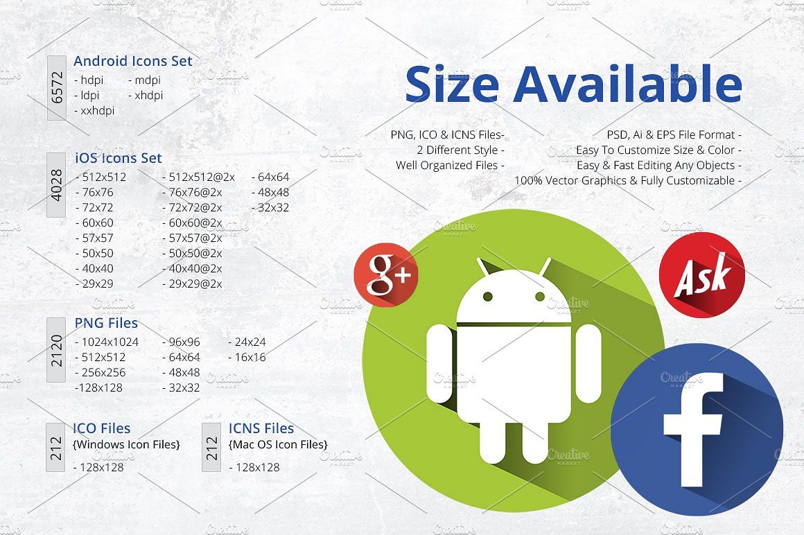 1160x772 Flat Round Social Media Icons