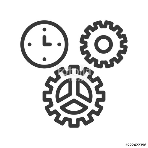 500x500 Clock And Gear, Time Management Or Maintan, Pixel Perfect