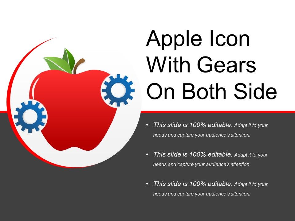 960x720 Apple Icon With Gears On Both Side Presentation Powerpoint