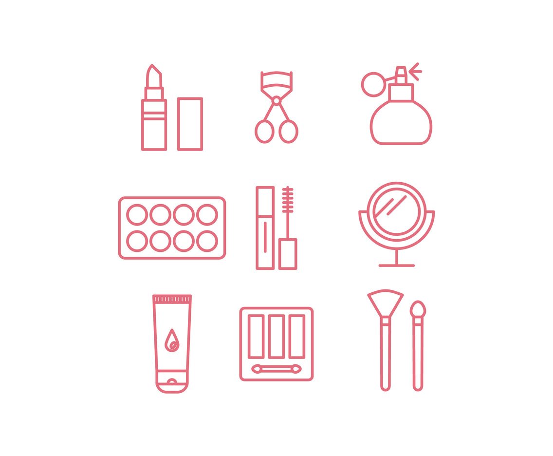 1136x936 Pink Outlined Make Up Icons Vector Art Graphics