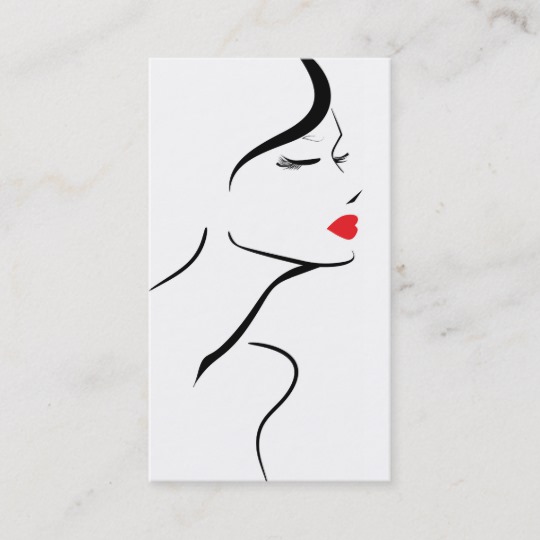 540x540 Makeup Icon Woman Face In Black White Red Lips Business Card