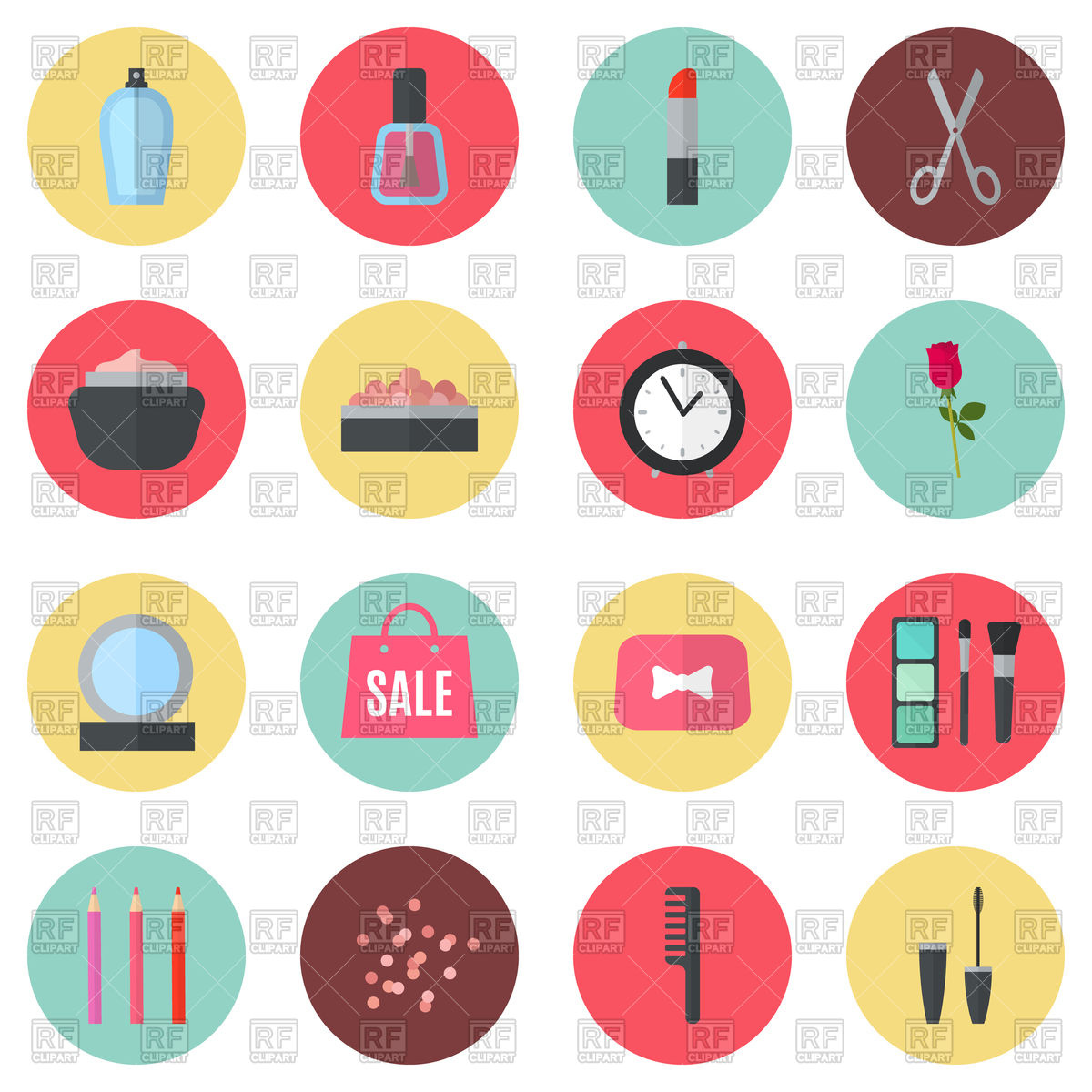 1200x1200 Set Of Makeup Flat Icons Vector Image Of Signs, Symbols, Maps