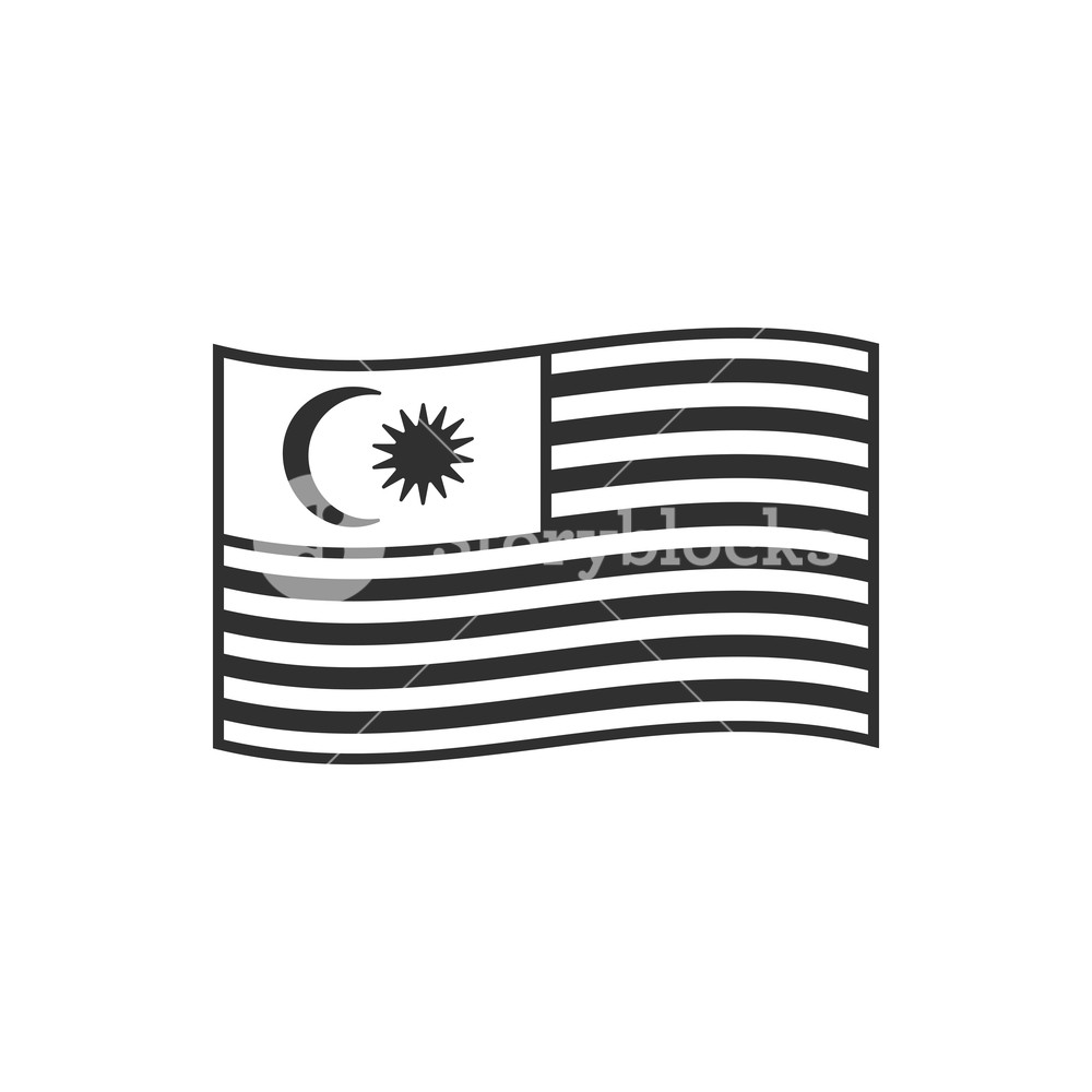 Malaysia Flag Icon In Black Outline Flat Design Independence Day 1000x1000 Malaysia Flag Icon In Black Outline Flat Design Independence Day