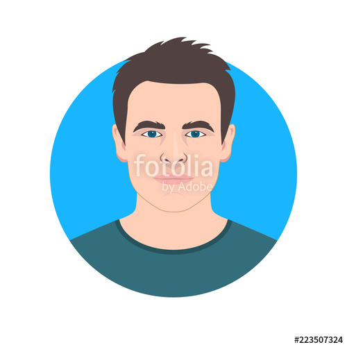 500x500 Male Avatar Icon Or Portrait Handsome Young Man Face Vector