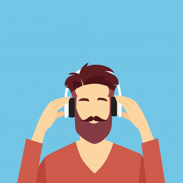 626x626 Profile Icon Male Avatar Hipster Man Wear Headphones Vector