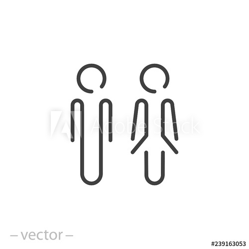500x500 Male Female Bathroom Icon, Line Sign On White Background
