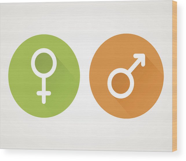 643x556 Female And Male Gender Icon Enclosed In A Circle Wood Print