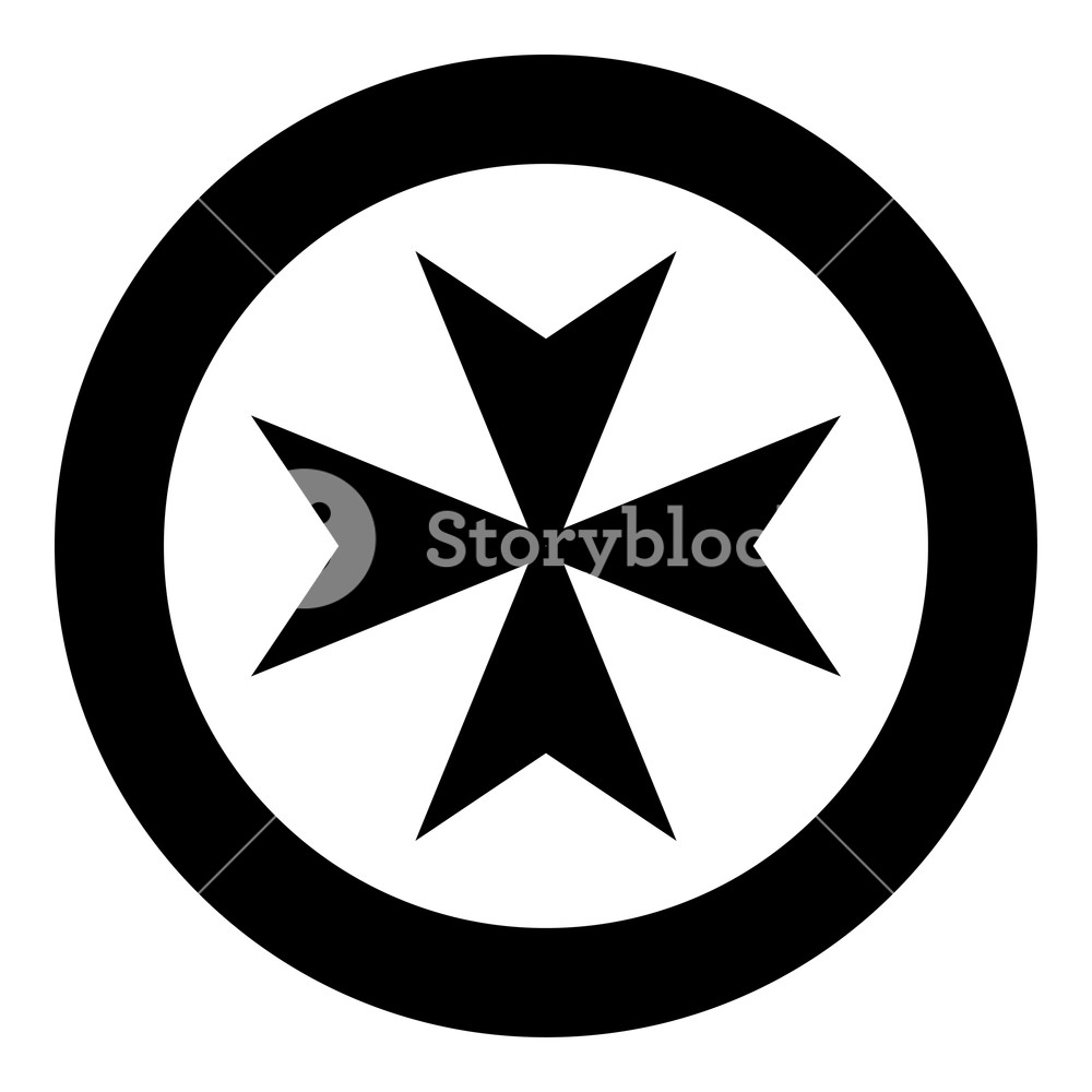 1000x1000 Maltese Cross Icon Black Color Vector Illustration Simple Image