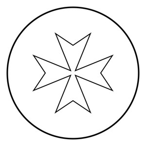 300x300 Maltese Cross Icon Outline In Circle Black Color Vector