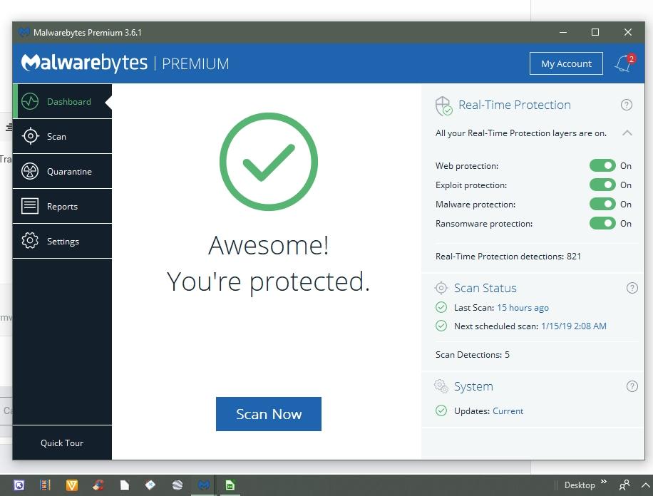 916x696 Malwarebytes Tray Application