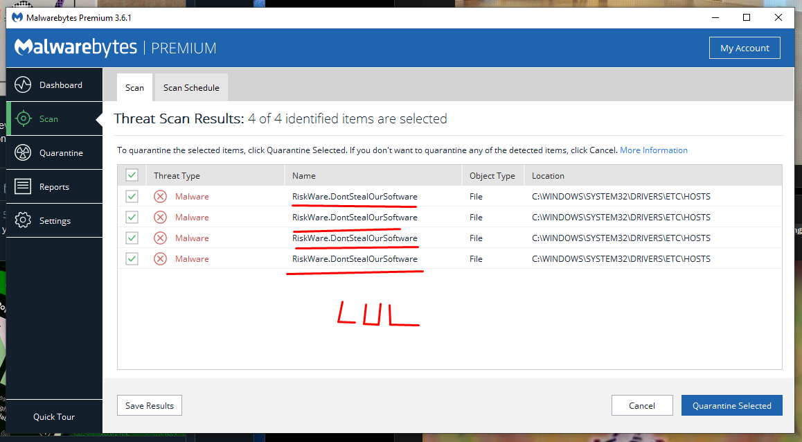 1158x638 Made A Scan With A Cracked Premium Malwarebytes, The Results Were