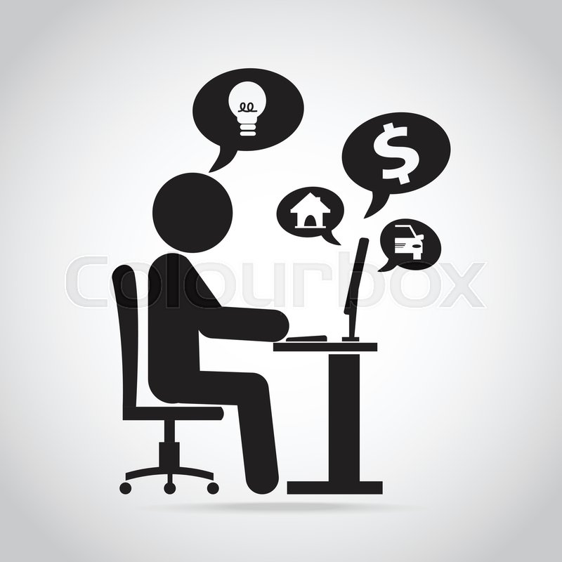 800x800 Man And Computer Icon, Idea With Stock Vector Colourbox