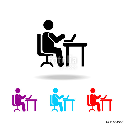 500x500 Man Silhouette Working On Computer Icon Elements Of People