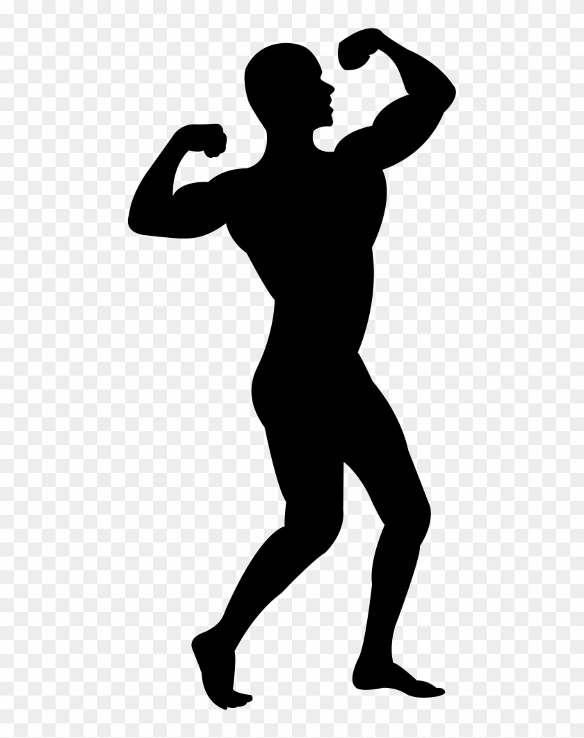 840x1061 Man Flexing His Muscles Silhouette Png Icon Free