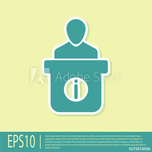 500x500 Green Information Desk Icon Isolated On Yellow Background Man