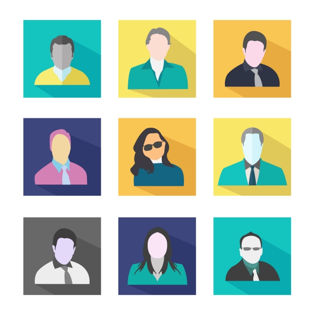 640x640 Man Woman Avatar Rectangle Flat Icon Set Collection Man Woman