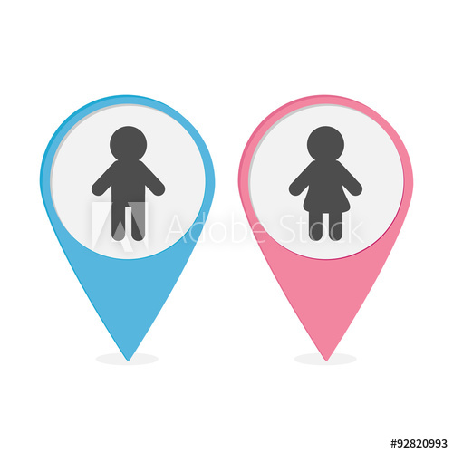 500x500 Map Pointer Set Man Woman Icon Pink And Blue Round Markers
