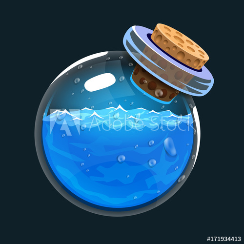 500x500 Bottle Of Water Game Icon Of Magic Elixir Interface For Rpg