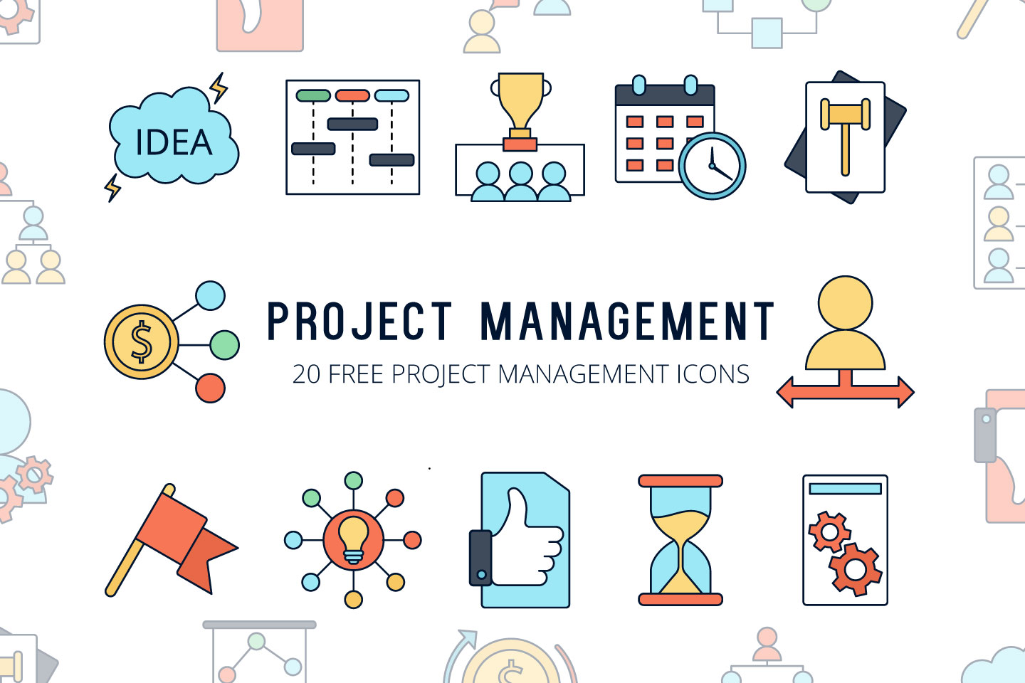1440x960 Project Management Vector Free Icon Set