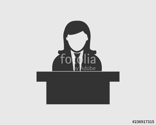 500x401 Manager Icon Female Symbol With Desk Stock Image And Royalty
