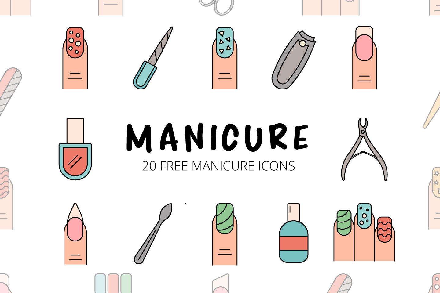 1440x960 Manicure Vector Free Icon Set