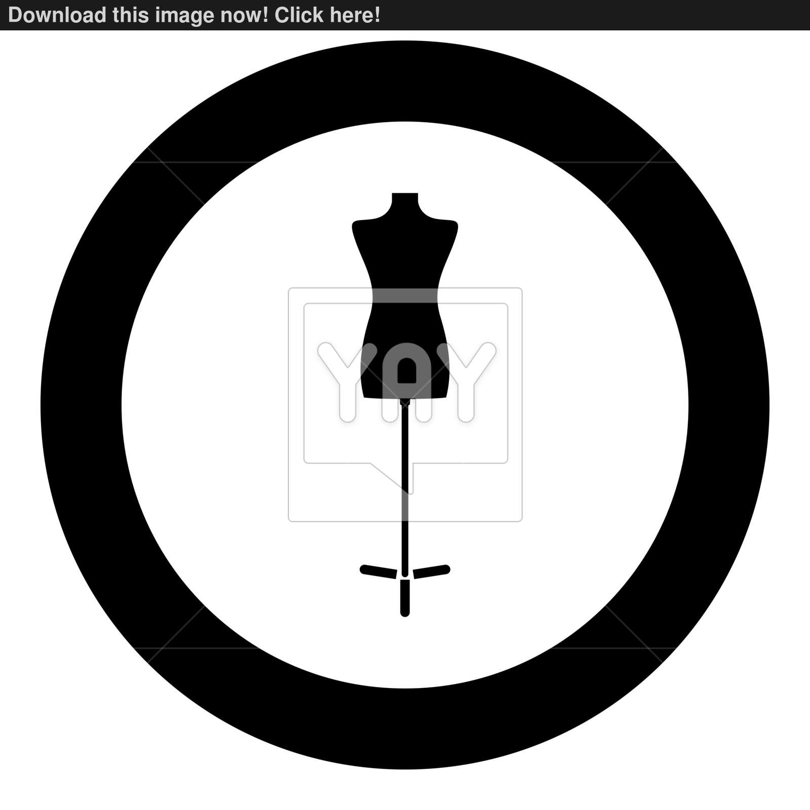 1600x1600 Fashion Stand, Female Torso Mannequn Black Color In Circle