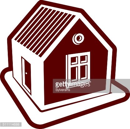 417x413 Simple Village Mansion Icon, Vector Abstract Country House Premium