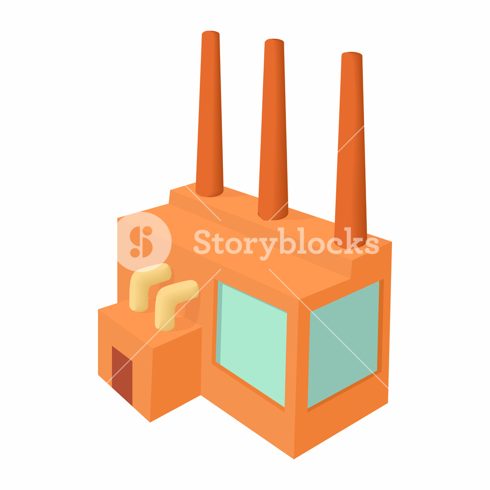 1000x1000 Chemical Plant Icon In Cartoon Style Isolated On White Background