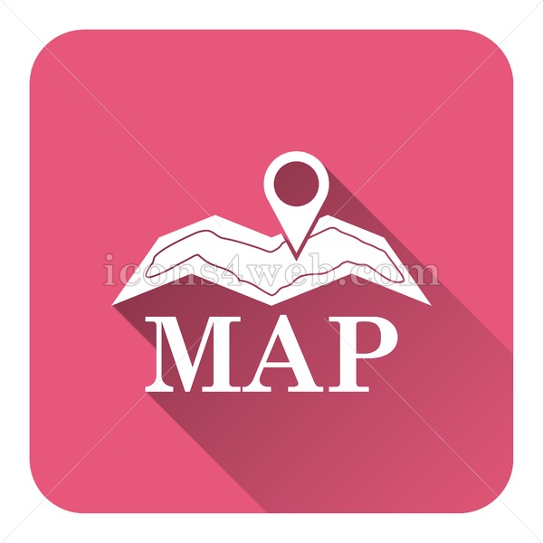 600x600 Map Flat Icon With Long Shadow Vector