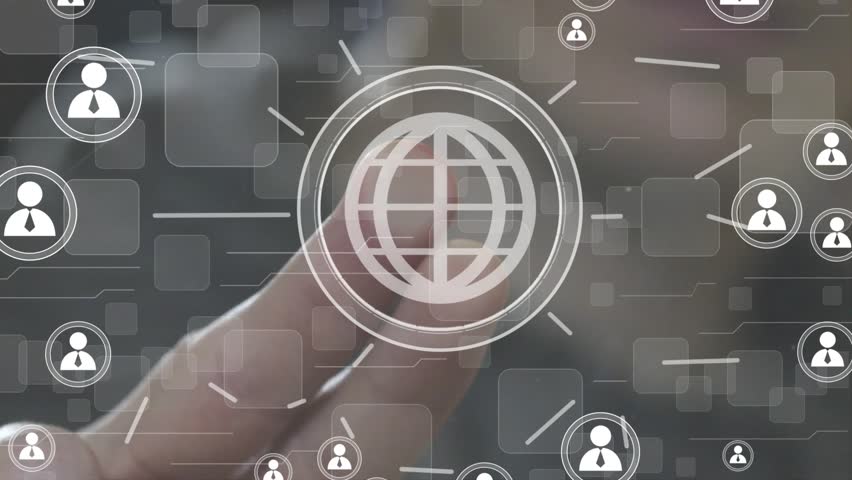 852x480 Businessman Touch Button Interface Map Stock Footage Video