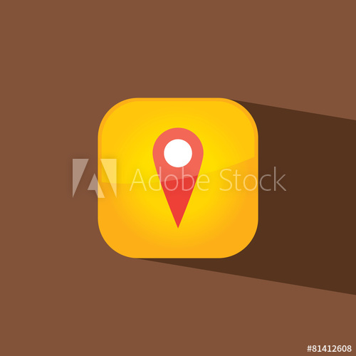 500x500 Point Map Button Icon Flat Vector Illustration