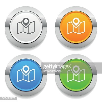 416x416 Four Color Round Button With Map Icon And Metallic Border Premium